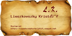Lieszkovszky Kristóf névjegykártya